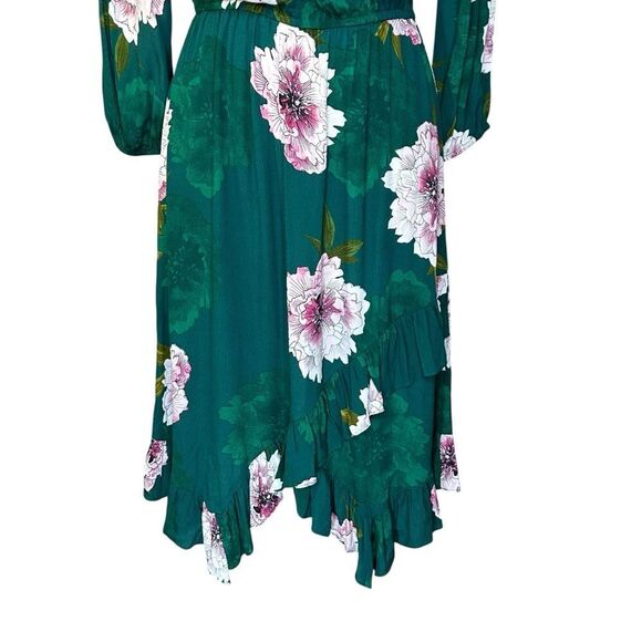 NEW Anthropologie Tracy Reese Aleah Green Floral Ruffle Midi Dress | S - Picture 5 of 11